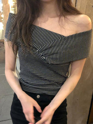 striped off-shoulder