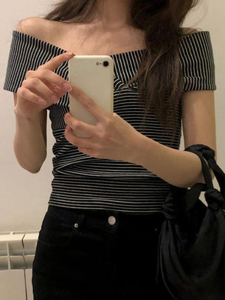striped off-shoulder