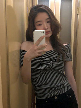 striped off-shoulder