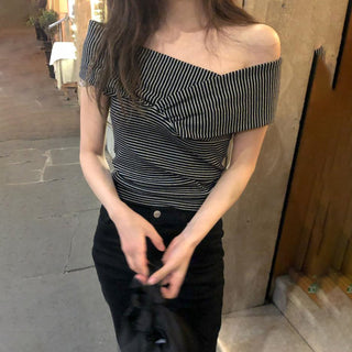striped off-shoulder