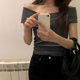 striped off-shoulder