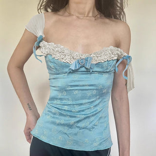 lace bow blouse