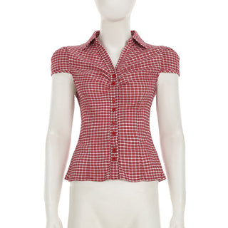 striped red cardigan