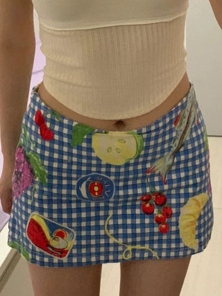 fruit plaid skirt