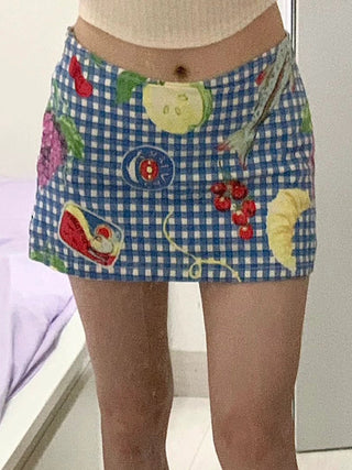 fruit plaid skirt