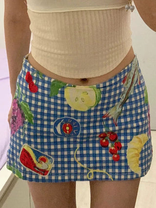 fruit plaid skirt