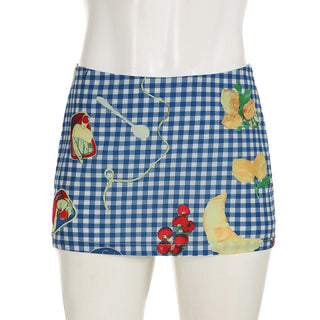 fruit plaid skirt