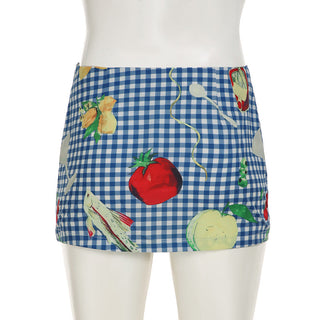 fruit plaid skirt