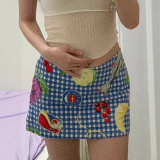 fruit plaid skirt