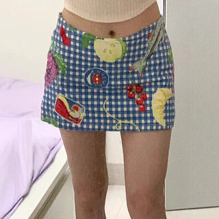 fruit plaid skirt