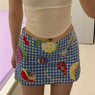 fruit plaid skirt