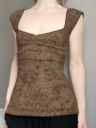 mesh U-neck Top