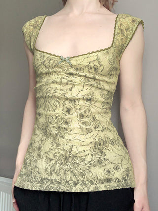 mesh U-neck Top