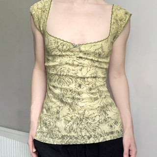 mesh U-neck Top