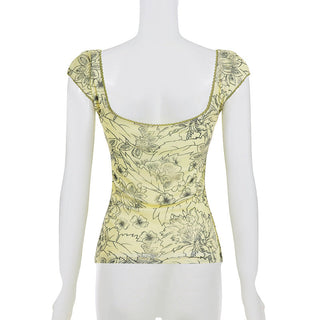mesh U-neck Top