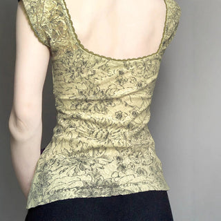 mesh U-neck Top