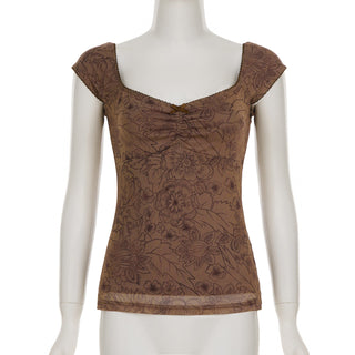 mesh U-neck Top