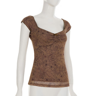 mesh U-neck Top