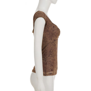 mesh U-neck Top