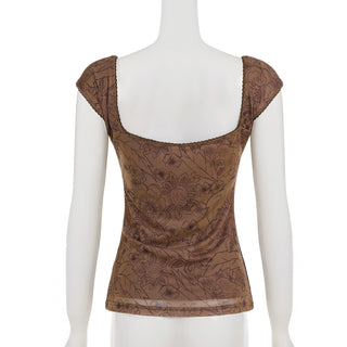 mesh U-neck Top