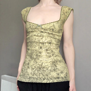 mesh U-neck Top