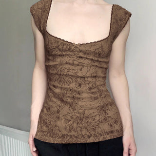 mesh U-neck Top