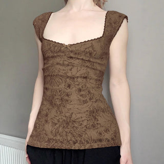 mesh U-neck Top