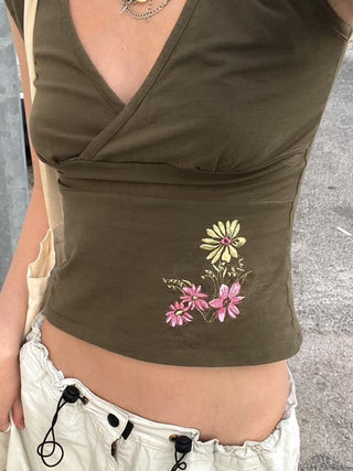 floral V-neck Top
