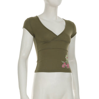 floral V-neck Top
