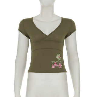 floral V-neck Top