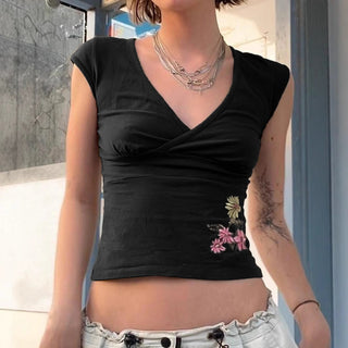 floral V-neck Top