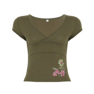 floral V-neck Top