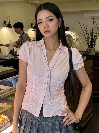 pleated polo top