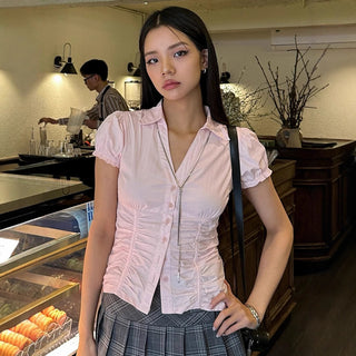pleated polo top