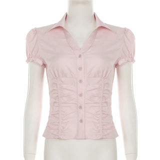 pleated polo top