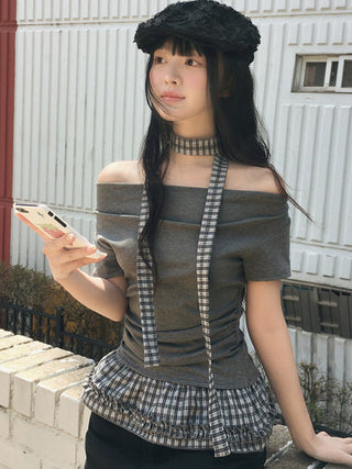 plaid off-shoulder