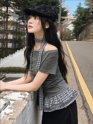 plaid off-shoulder