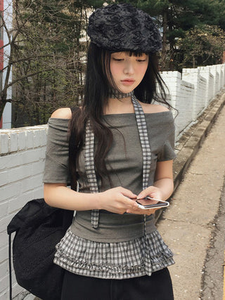 plaid off-shoulder