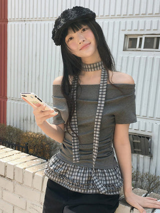 plaid off-shoulder