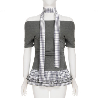 plaid off-shoulder