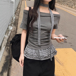 plaid off-shoulder