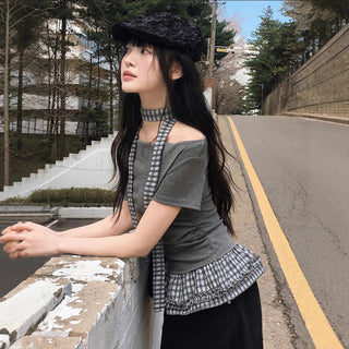 plaid off-shoulder
