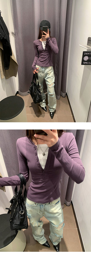 patchwork stripe Top