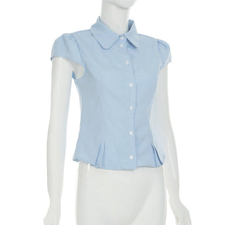 pleated V-neck