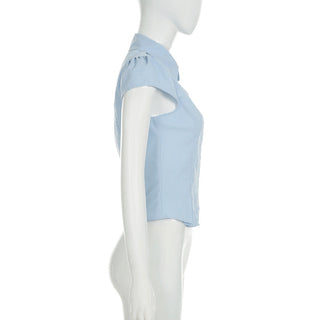 pleated V-neck