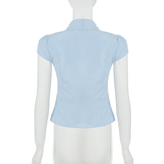 pleated V-neck