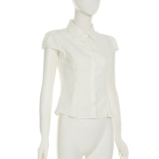 pleated V-neck