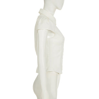 pleated V-neck