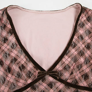 plaid mature Top