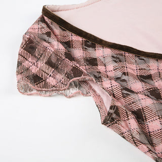 plaid mature Top